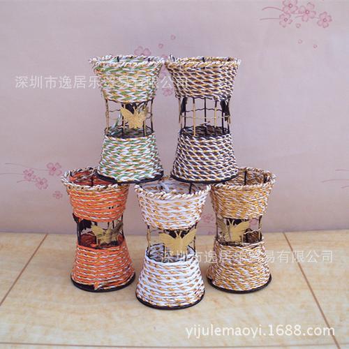 古典藤編花籃藤編工藝品鐵藝花架插花花籃花器花桶小花籃批發(fā)