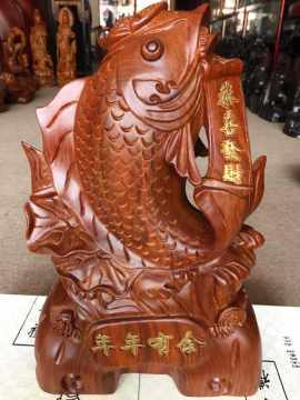 【精捷木藝38CM批發木質工藝品草花梨年年有余魚擺件中式精工細刻擺設】仙游縣榜頭鎮精捷木藝工藝廠 - 產品庫