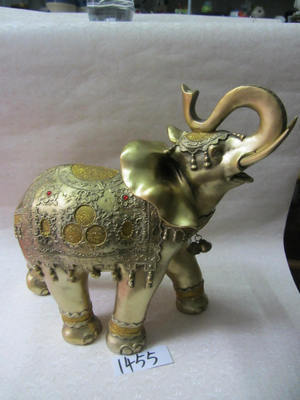 【樹脂工藝品批發(套二混裝金色大象擺飾)精典家居寶貝GZ1455】價格,廠家,圖片,塑料、樹脂工藝品,德化縣印藝印刷有限責任公司-