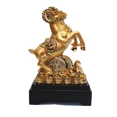 【招財進寶小羊鍍金擺件 開業喬遷風水禮品 羊年特供工藝品批發】價格,廠家,圖片,塑料、樹脂工藝品,深圳千藝坊禮品-