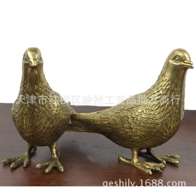 宇卓 純銅鴿子風水銅器擺件一對 和平鴿家居裝飾結婚禮品婚慶用品