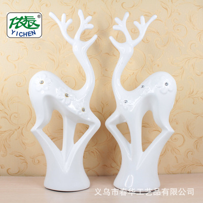 【#3055亮白梅花鹿 廠家直銷 樹脂工藝品擺件 義烏家居裝飾禮品批發】價格,廠家,圖片,塑料、樹脂工藝品,義烏市春華工藝品-