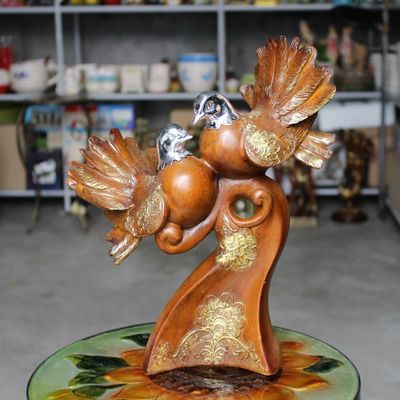 批發樹脂工藝品創意鴿子和平鴿對鴿擺件禮品園藝仿真擺設家居裝飾