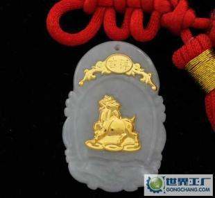 金鑲玉 A貨玉+千足金 三羊開(kāi)泰 玉鑲金加工 金鑲玉批發(fā)_禮品、工藝品、飾品_世界工廠網(wǎng)中國(guó)產(chǎn)品信息庫(kù)