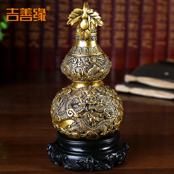 吉善緣純銅龍紋葫蘆擺件紫銅家居飾品銅器工藝品廠家批發(fā)0370
