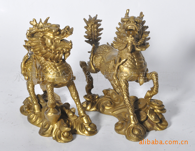 徐豐銅器 批發工藝品 風水用品 青銅色銅麒麟高45CM圖片20