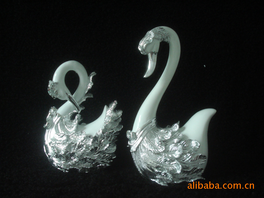 批發家居工藝品,批發家居擺件,雙鳥燭臺,荷塘月色天鵝