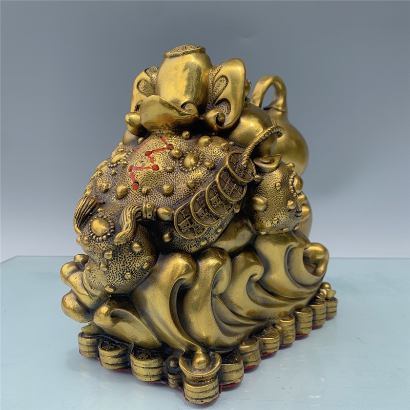 黃銅葫蘆擺件如意金蟾葫蘆工藝品家居店鋪裝飾品批發(fā)