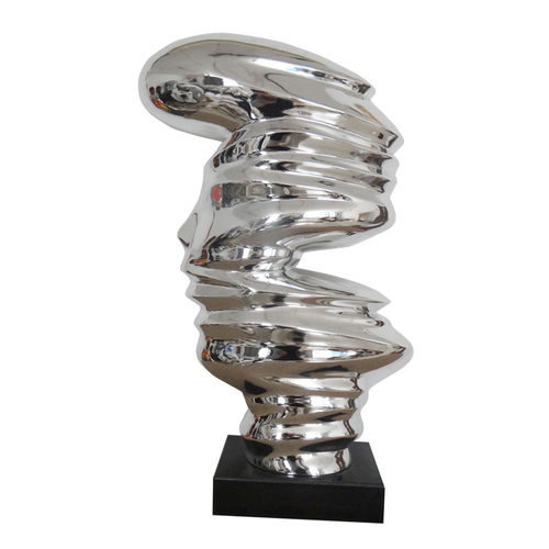 深圳樹脂雕塑廠供應樹脂電鍍金抽象流線工藝品擺件量大從優