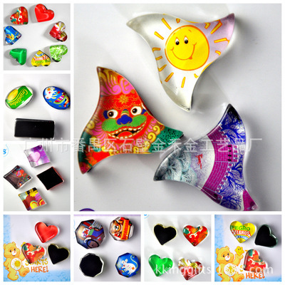 批發采購玻璃工藝品-廣州工廠大量生產 磁性玻璃冰箱貼 SGSS檢測通過 廠家直銷.