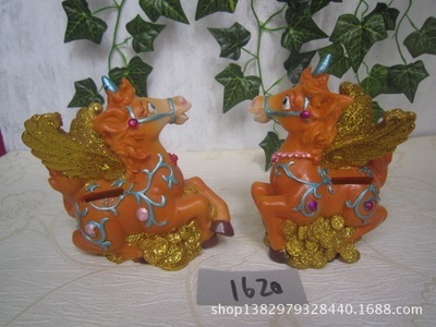 批發采購塑料、樹脂工藝品-德化批發樹脂工藝品 仿真動物 套2馬 錢灌擺件【.